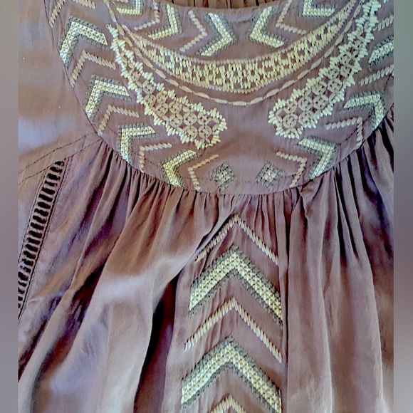 Monoreno Graphite Gray Swim Cover Up/Tunic, Embroidery and Pleats, Size Small - Picture 2 of 7